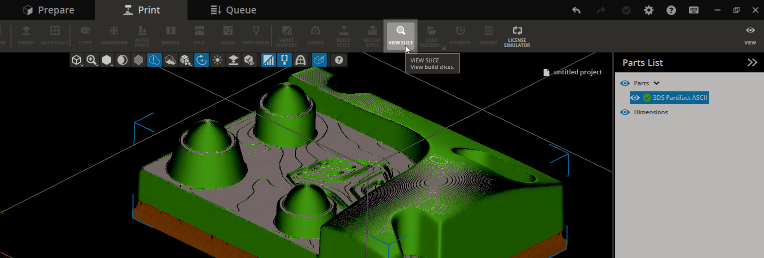 If I create an SLA build file how can I view the results of slicing